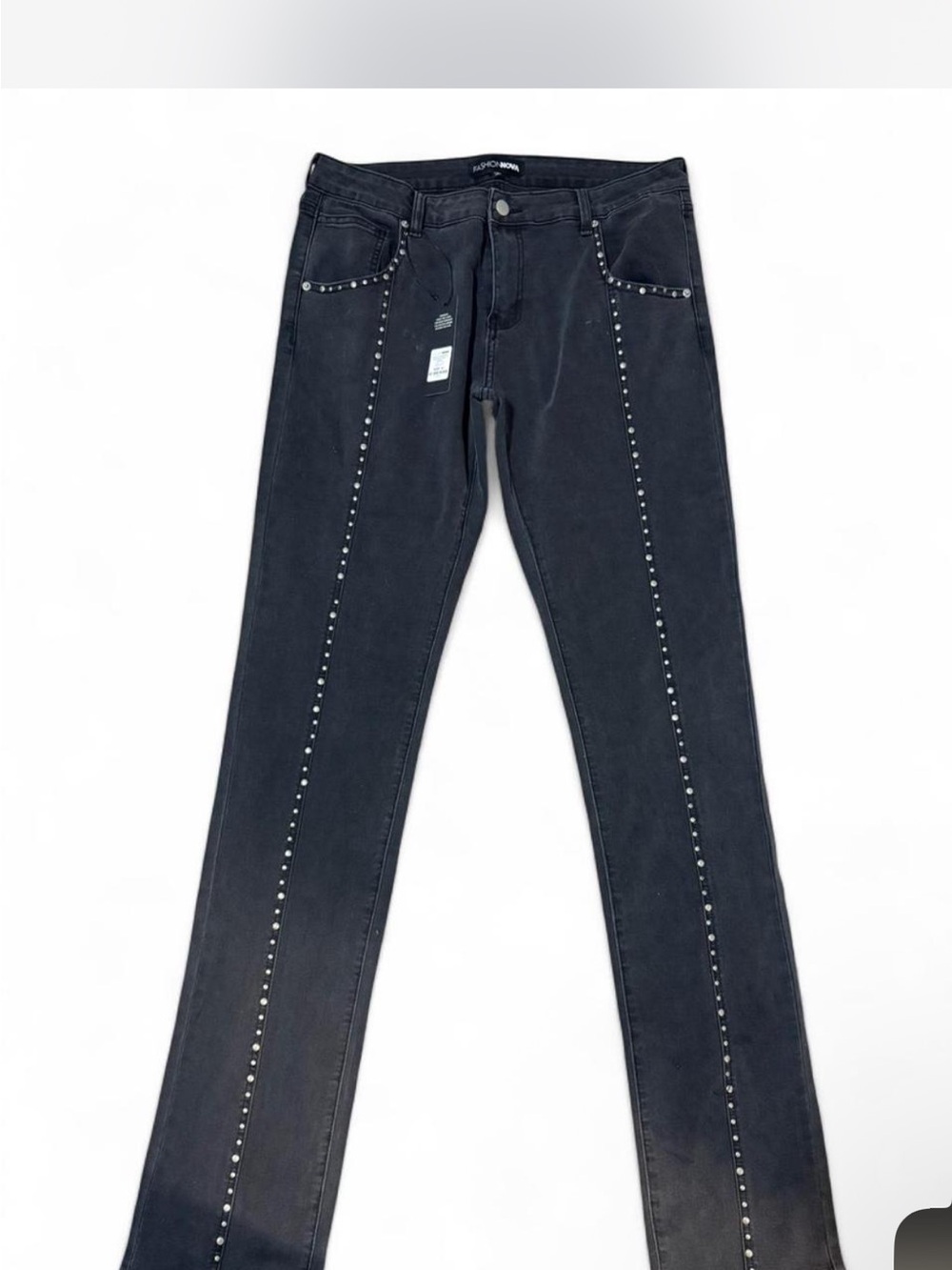 Fashion Nova Black Studded Skinny Jeans